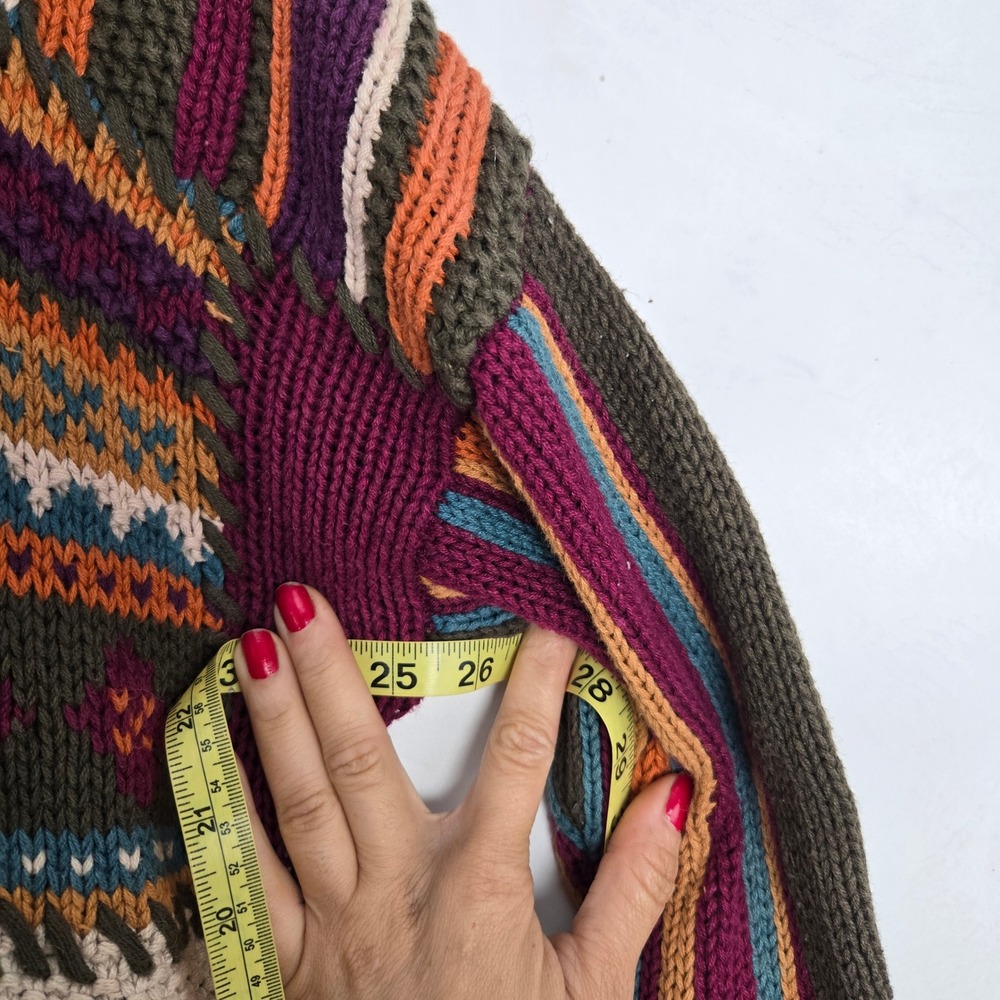 Vtg Reference Point Patchwork Knit Sweater Purple… - image 8